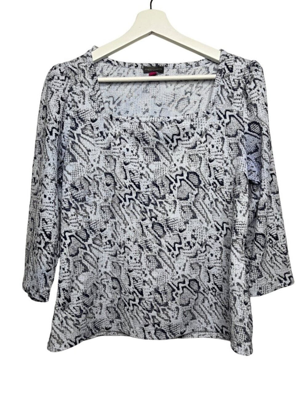 Vince Camuto Womens Large Snake Print Square Neck Blouse 3/4 Sleeve